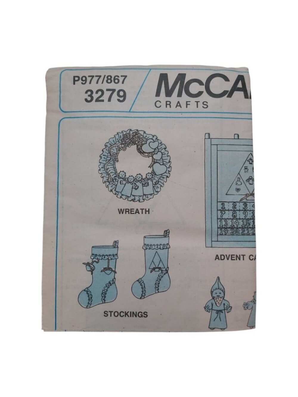 Vintage McCalls 3279 Christmas Advent Calendar Stocking Tree Skirt Sewing - Picture 4 of 6